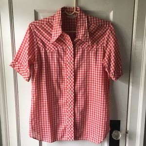 Vintage Wrangler Red Gingham Pearl Snap Shirt